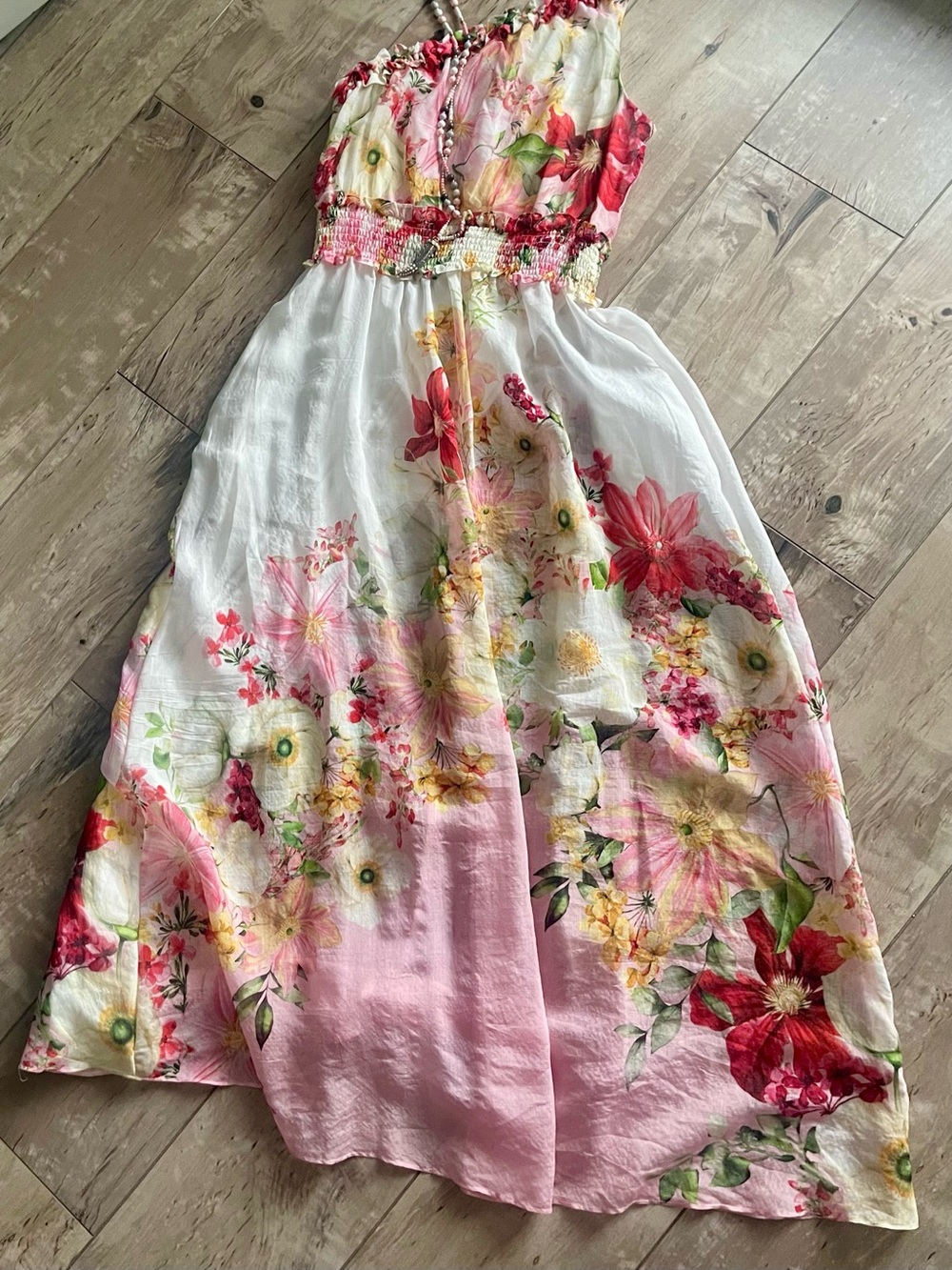 Taylor White Pink Floral Maxi Dress